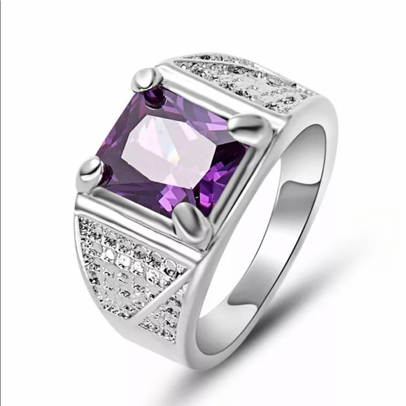 Jewelry - Purple amethyst CZ engagement ring 18KT 💍